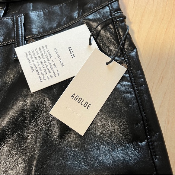 AGOLDE Recycled Leather Broken Waistband in Detox Black Size 27 retail $398 - Picture 12 of 15